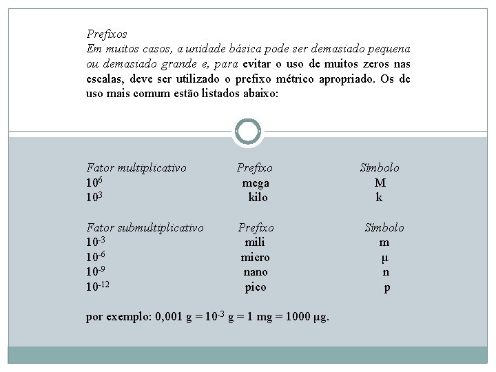 Prefixos Em muitos casos, a unidade básica pode ser demasiado pequena ou demasiado grande