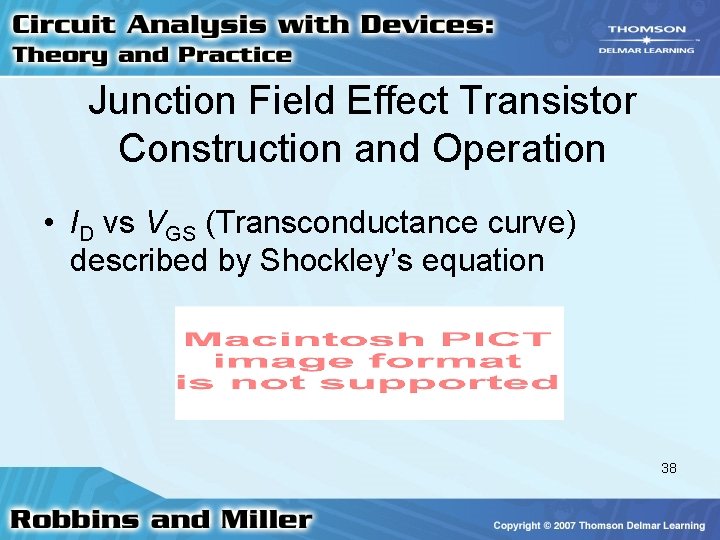 Junction Field Effect Transistor Construction and Operation • ID vs VGS (Transconductance curve) described