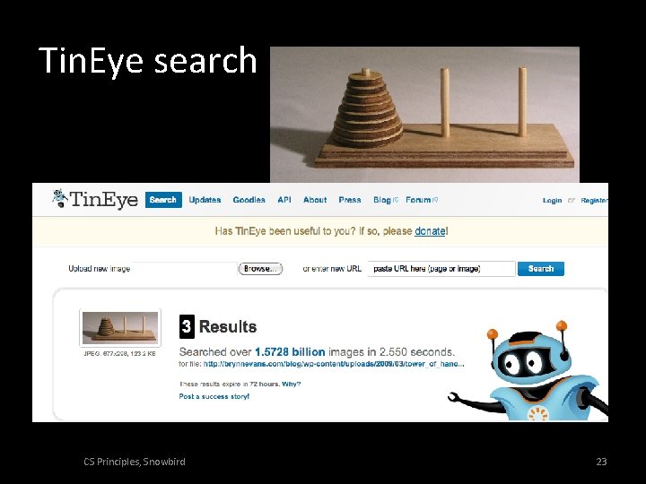 Tin. Eye search CS Principles, Snowbird 23 