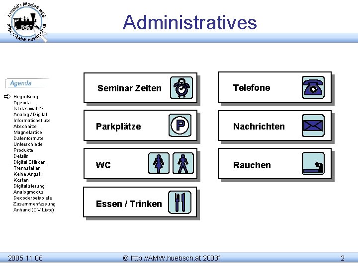 Administratives Begrüßung Agenda Ist das wahr? Analog / Digital Informationsfluss Abschnitte Magnetartikel Datenformate Unterschiede