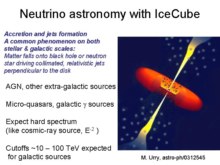 Neutrino astronomy with Ice. Cube Accretion and jets formation A common phenomenon on both