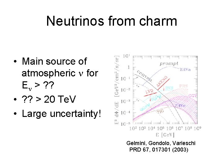 Neutrinos from charm • Main source of atmospheric n for En > ? ?
