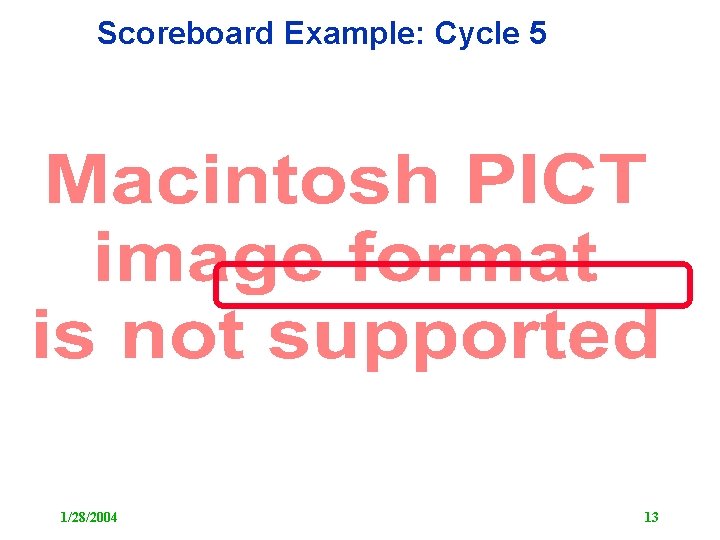 Scoreboard Example: Cycle 5 1/28/2004 13 