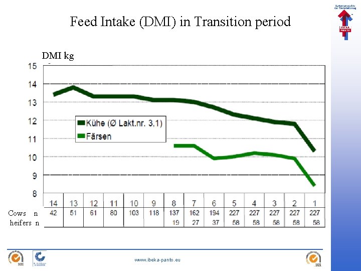 Feed Intake (DMI) in Transition period DMI kg Cows n heifers n www. ibeka-panto.
