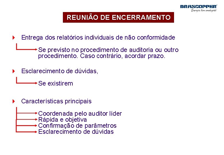 REUNIÃO DE ENCERRAMENTO 4 Entrega dos relatórios individuais de não conformidade Se previsto no