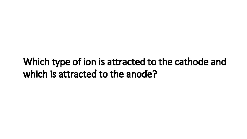 Which type of ion is attracted to the cathode and which is attracted to