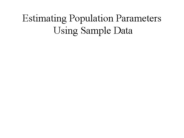 Estimating Population Parameters Using Sample Data 