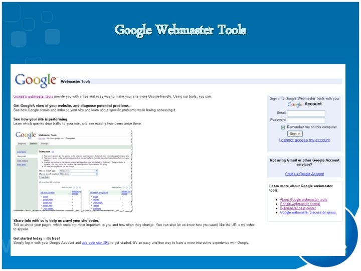 Google Webmaster Tools 