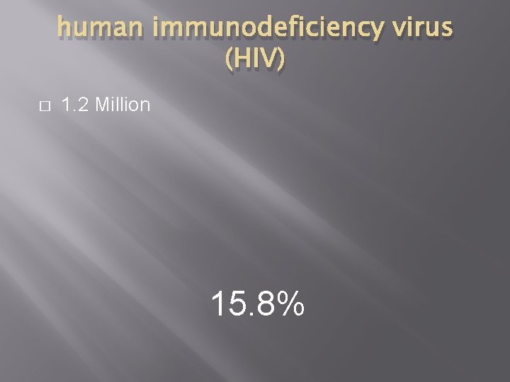 human immunodeficiency virus (HIV) � 1. 2 Million 15. 8% 