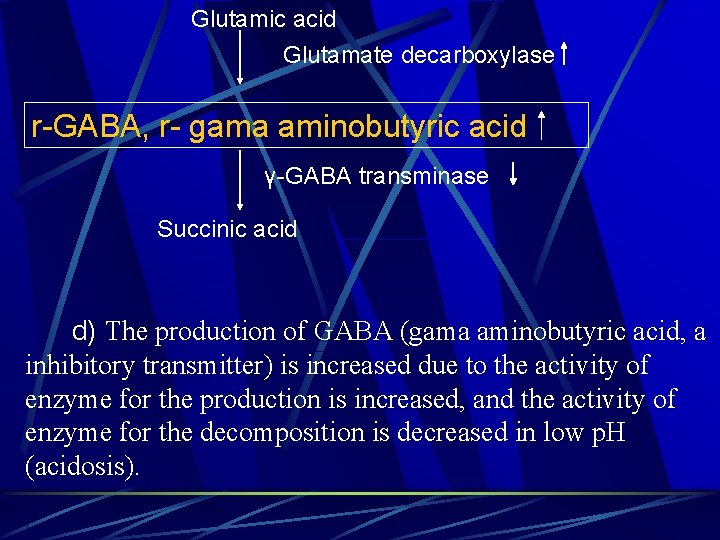 Glutamic acid Glutamate decarboxylase r-GABA, r- gama aminobutyric acid gama γ-GABA transminase Succinic acid