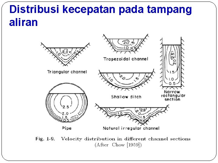 Distribusi kecepatan pada tampang aliran 