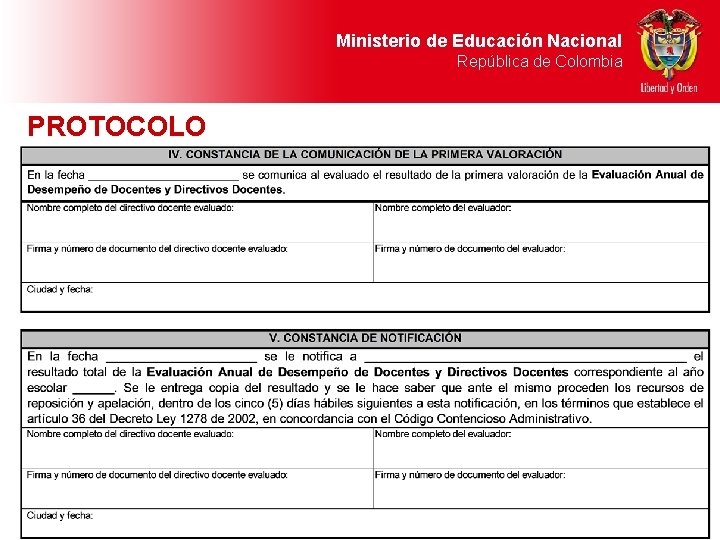 Ministerio de Educación Nacional República de Colombia PROTOCOLO 