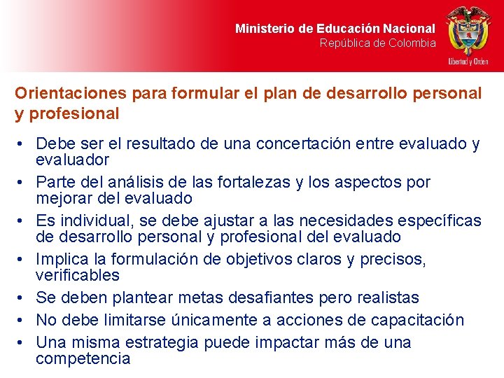 Ministerio de Educación Nacional República de Colombia Orientaciones para formular el plan de desarrollo
