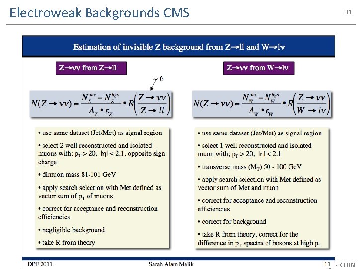 Electroweak Backgrounds CMS 11 David Berge - CERN 