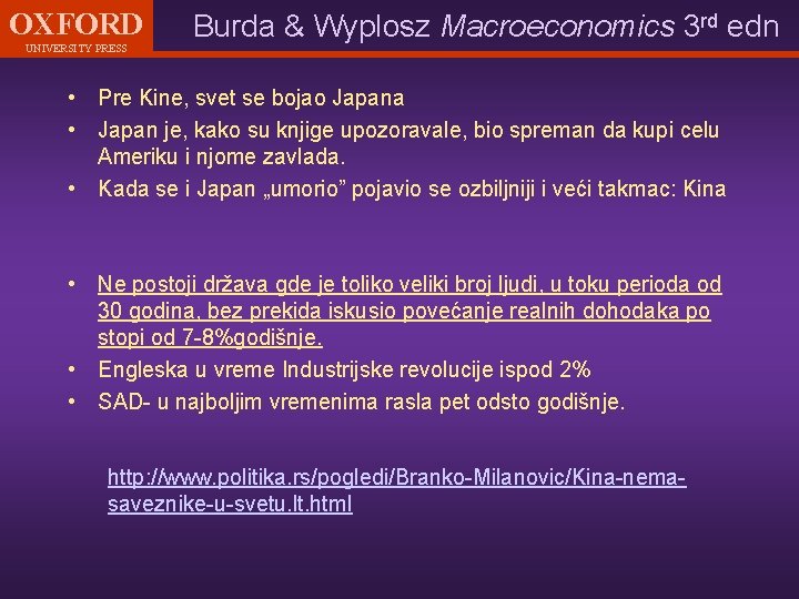 OXFORD UNIVERSITY PRESS Burda & Wyplosz Macroeconomics 3 rd edn • Pre Kine, svet