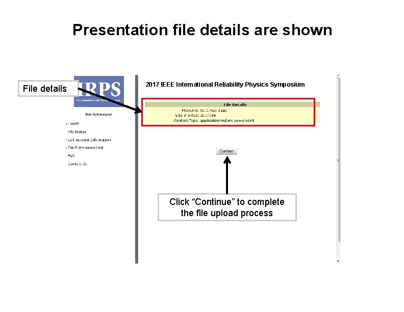 Presentation file details are shown File details 2017 IEEE International Reliability Physics Symposium Click