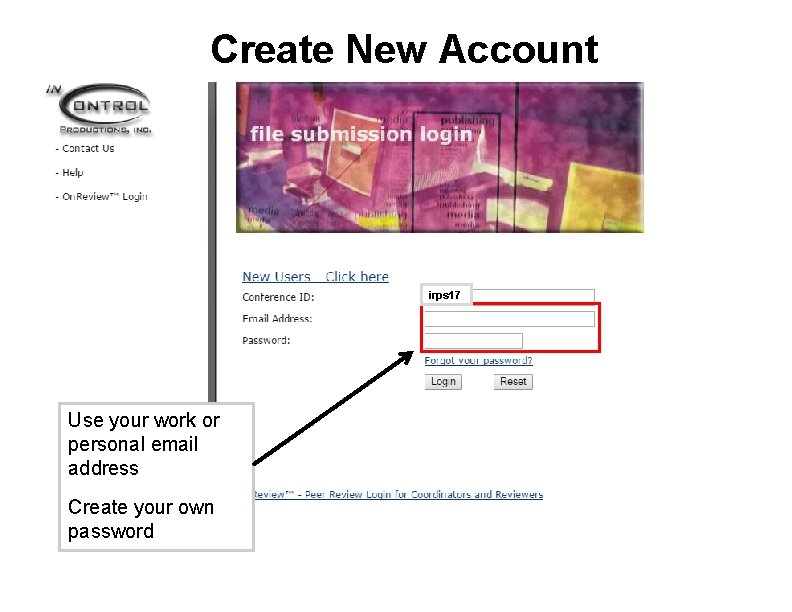 Create New Account irps 17 Use your work or personal email address Create your