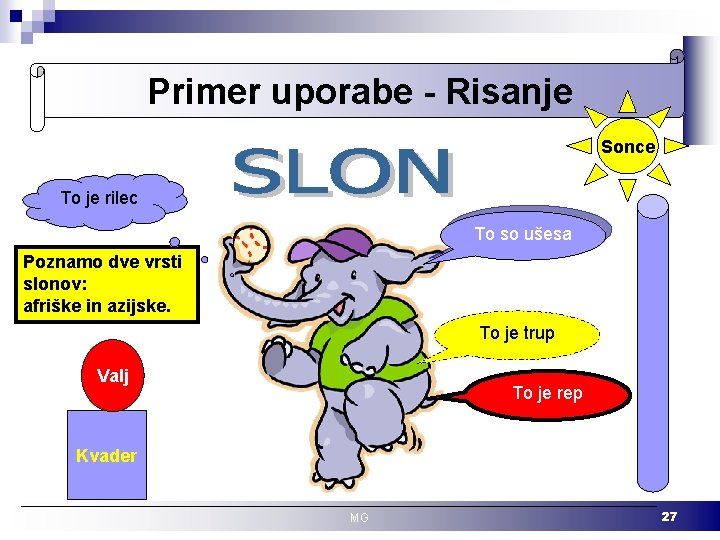 Primer uporabe - Risanje Sonce To je rilec To so ušesa Poznamo dve vrsti