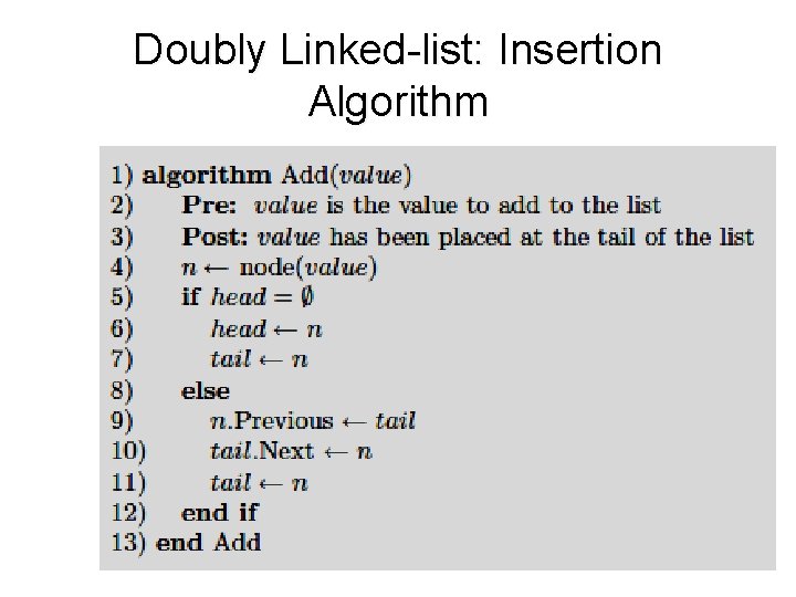Doubly Linked-list: Insertion Algorithm 