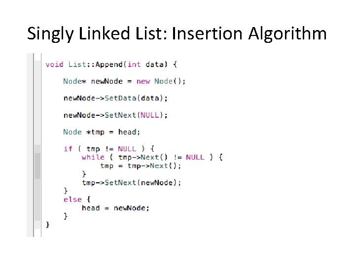 Singly Linked List: Insertion Algorithm 
