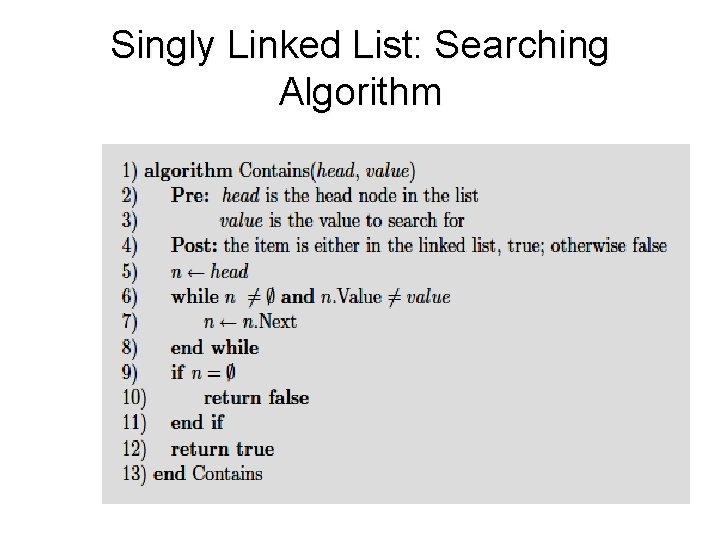 Singly Linked List: Searching Algorithm 
