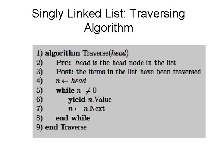 Singly Linked List: Traversing Algorithm 