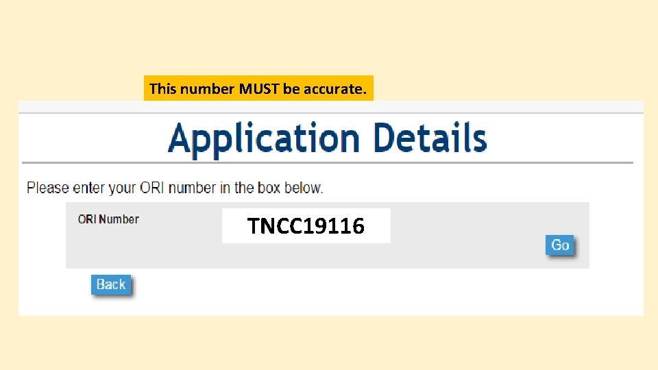 This number MUST be accurate. TNCC 19116 