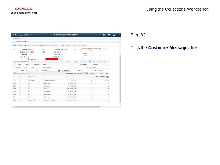 Using the Collections Workbench Step 32 Click the Customer Messages link. 