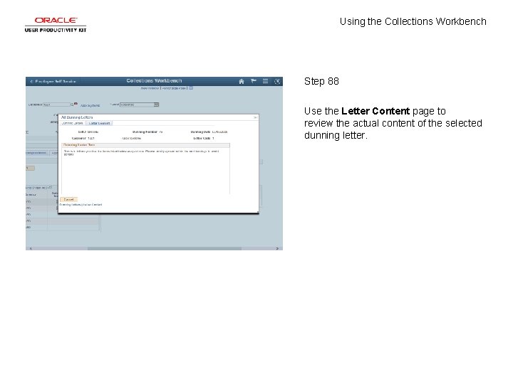 Using the Collections Workbench Step 88 Use the Letter Content page to review the