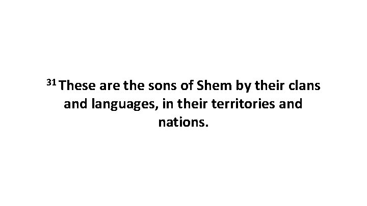 31 These are the sons of Shem by their clans and languages, in their