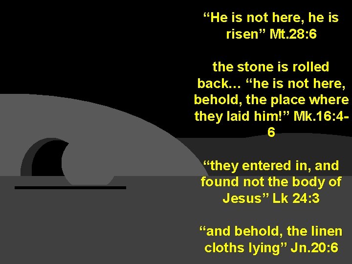 “He is not here, he is risen” Mt. 28: 6 the stone is rolled