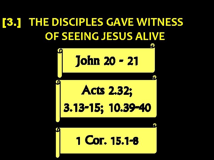 [3. ] THE DISCIPLES GAVE WITNESS OF SEEING JESUS ALIVE John 20 - 21