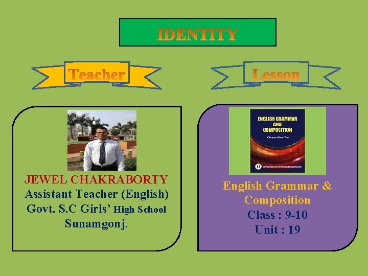 JEWEL CHAKRABORTY Assistant Teacher (English) Govt. S. C Girls’ High School Sunamgonj. English Grammar