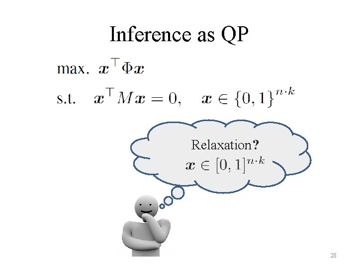 Inference as QP Relaxation? 28 