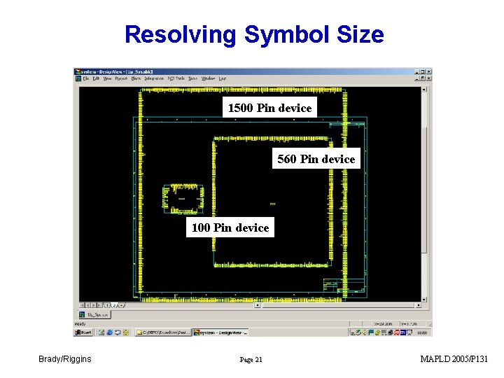 Resolving Symbol Size 1500 Pin device 560 Pin device 100 Pin device Brady/Riggins Page