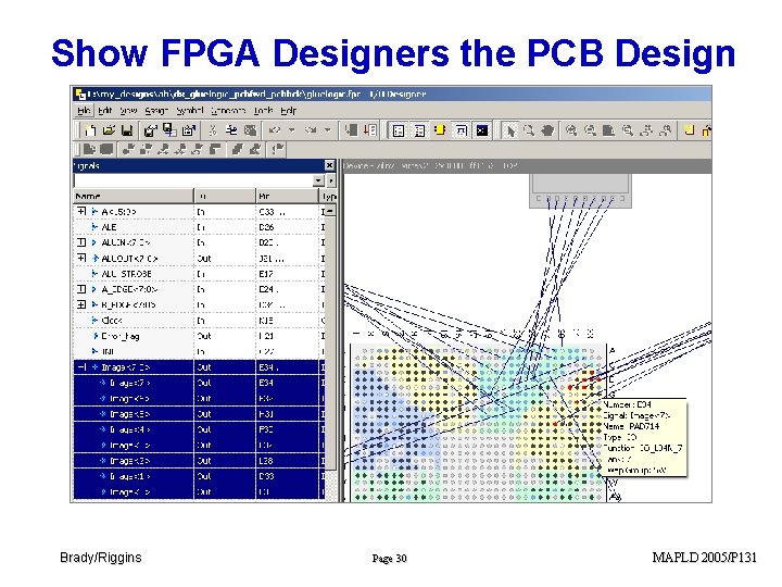 Show FPGA Designers the PCB Design Brady/Riggins Page 30 MAPLD 2005/P 131 