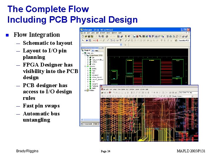 The Complete Flow Including PCB Physical Design n Flow Integration — — — Schematic