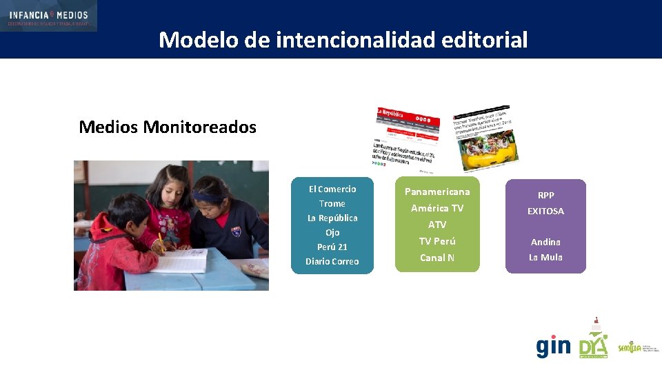  Modelo de intencionalidad editorial Medios Monitoreados El Comercio Panamericana Trome La República Ojo