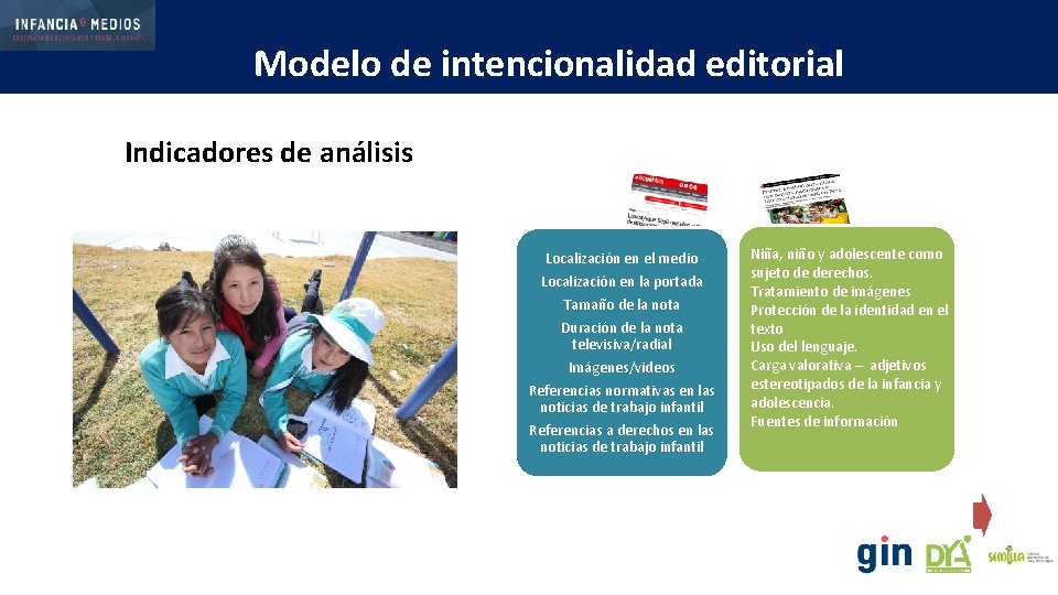 Modelo de intencionalidad editorial Indicadores de análisis Localización en el medio Localización en