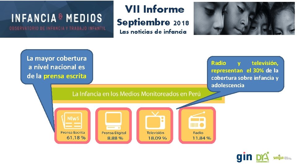 VII Informe Septiembre 2018 Las noticias de infancia La mayor cobertura a nivel nacional