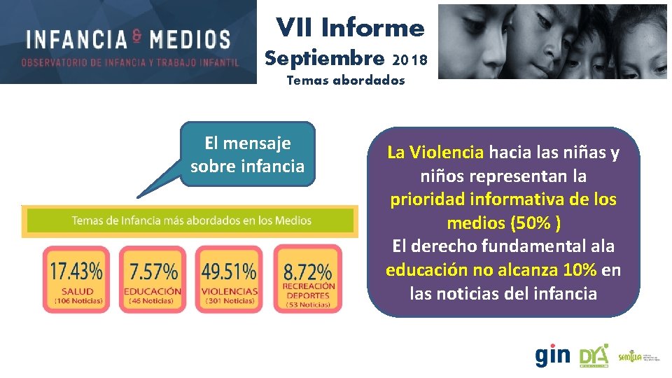 VII Informe Septiembre 2018 Temas abordados El mensaje sobre infancia La Violencia hacia las