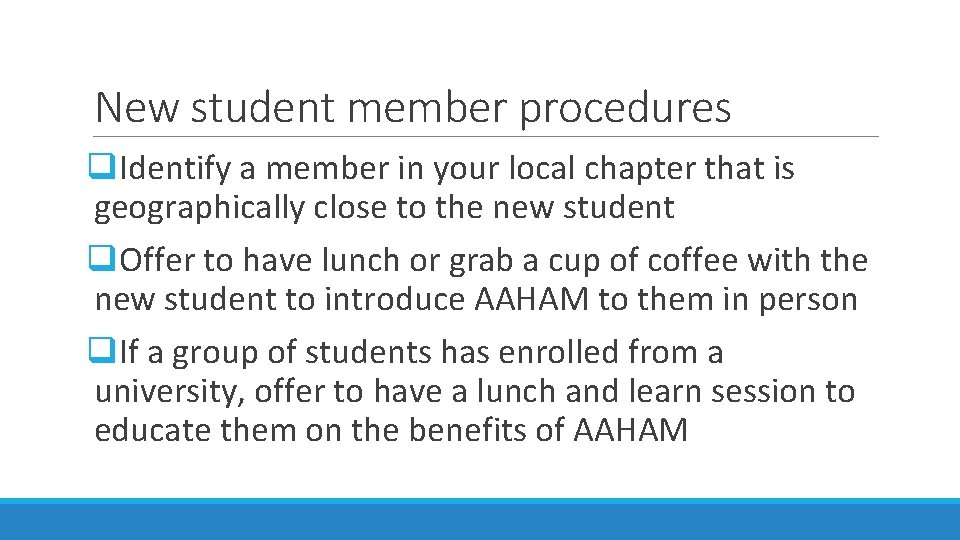 New student member procedures q. Identify a member in your local chapter that is