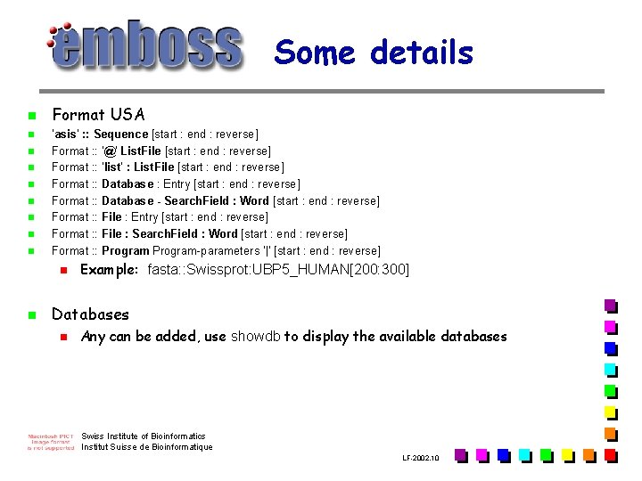 Some details n n n n n Format USA 'asis' : : Sequence [start Some details n n n n n Format USA 'asis' : : Sequence [start