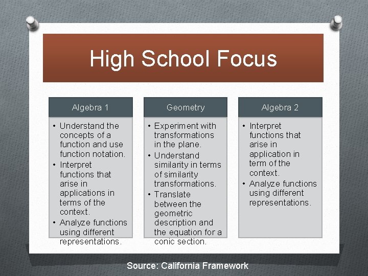 High School Focus Algebra 1 Geometry Algebra 2 • Understand the concepts of a High School Focus Algebra 1 Geometry Algebra 2 • Understand the concepts of a