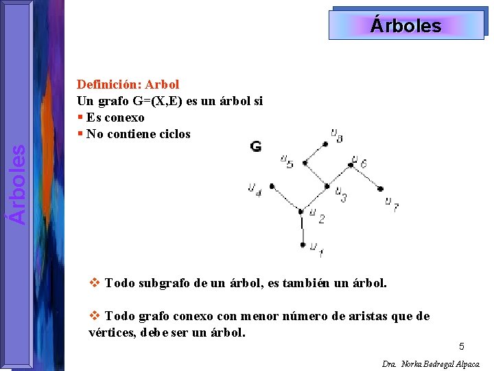 Árboles Definición: Arbol Un grafo G=(X, E) es un árbol si § Es conexo
