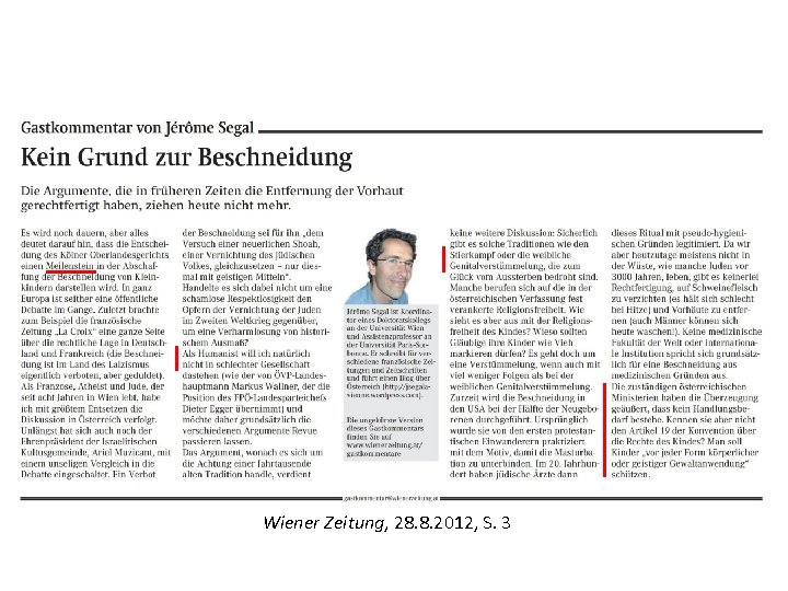 Wiener Zeitung, 28. 8. 2012, S. 3 