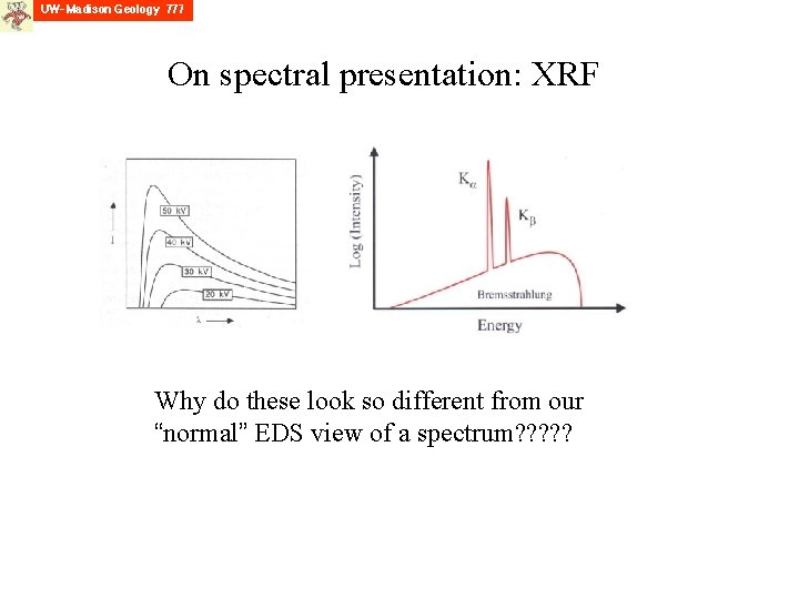 On spectral presentation: XRF Why do these look so different from our “normal” EDS