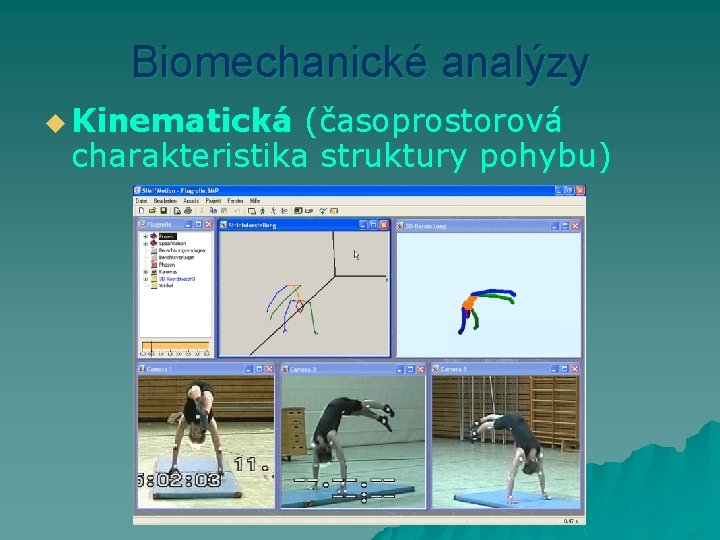 Biomechanické analýzy u Kinematická (časoprostorová charakteristika struktury pohybu) 