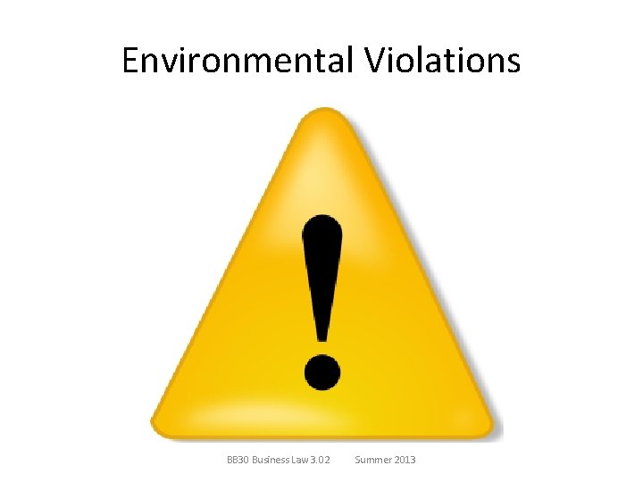 Environmental Violations BB 30 Business Law 3. 02 Summer 2013 