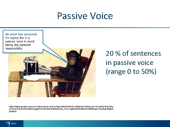 Passive Voice 20 % of sentences in passive voice (range 0 to 50%) https: